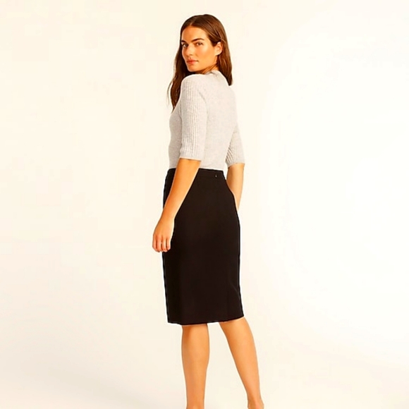 Black Wool Tweed # 2 Pencil Skirt with a Split down the back! Classy and sexy - Picture 1 of 5